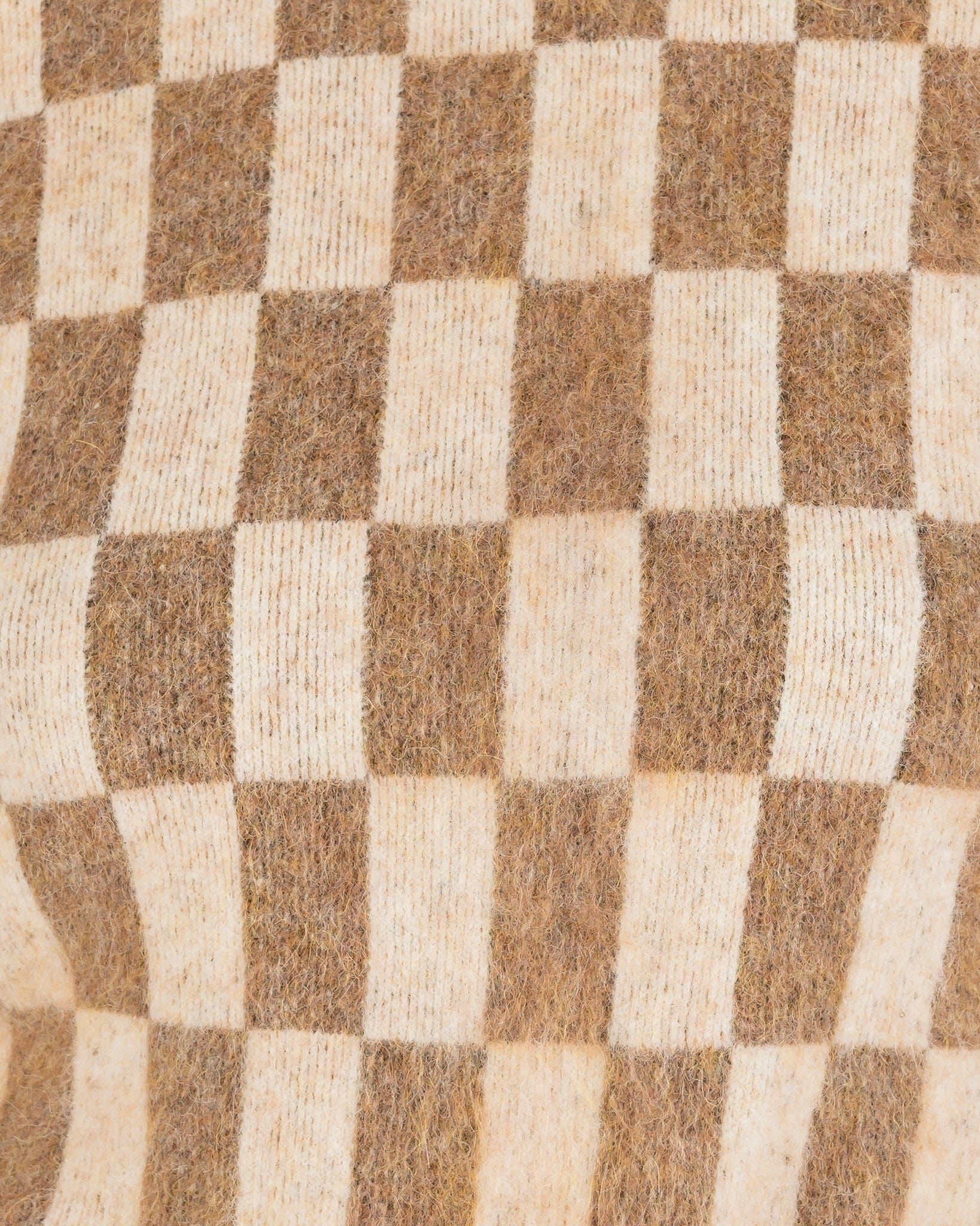 Nanushka Women Sweaters Feline Brushed Alpaca Checkered Sweater in Creme/Brown