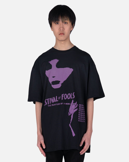 Raf Simons Men's T-Shirts Festival Fools Oversized T-Shirt in Black