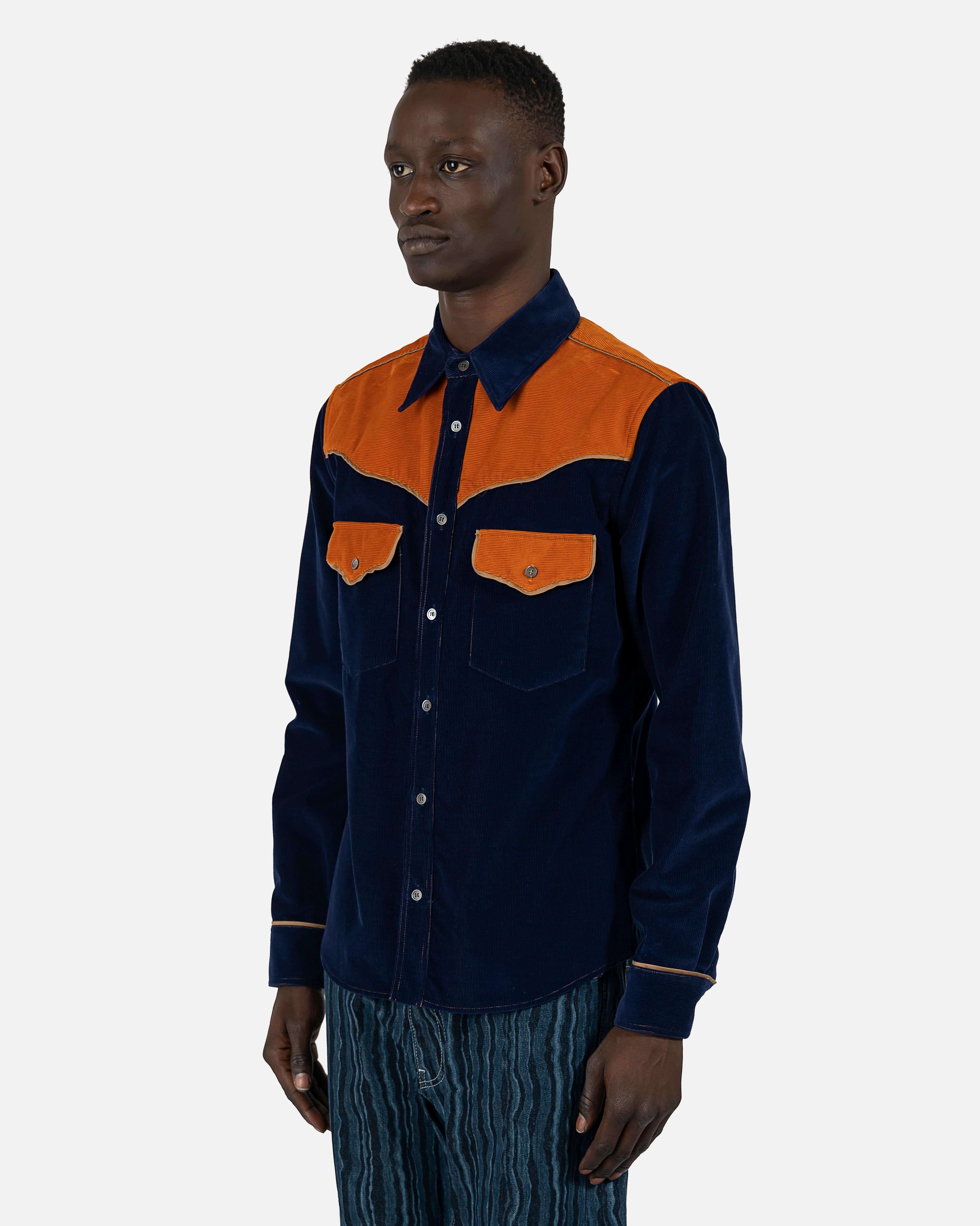 Fine Wale Corduroy Shirt in Deep Blue – SVRN