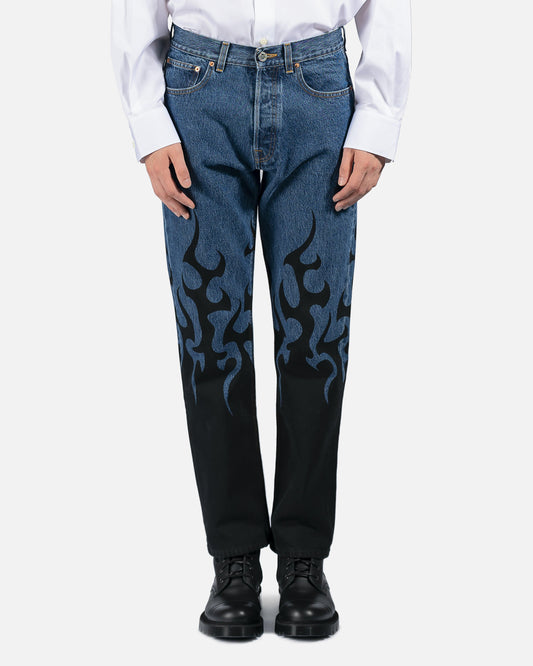 VETEMENTS Men's Jeans Fire Straight Leg Denim in Blue
