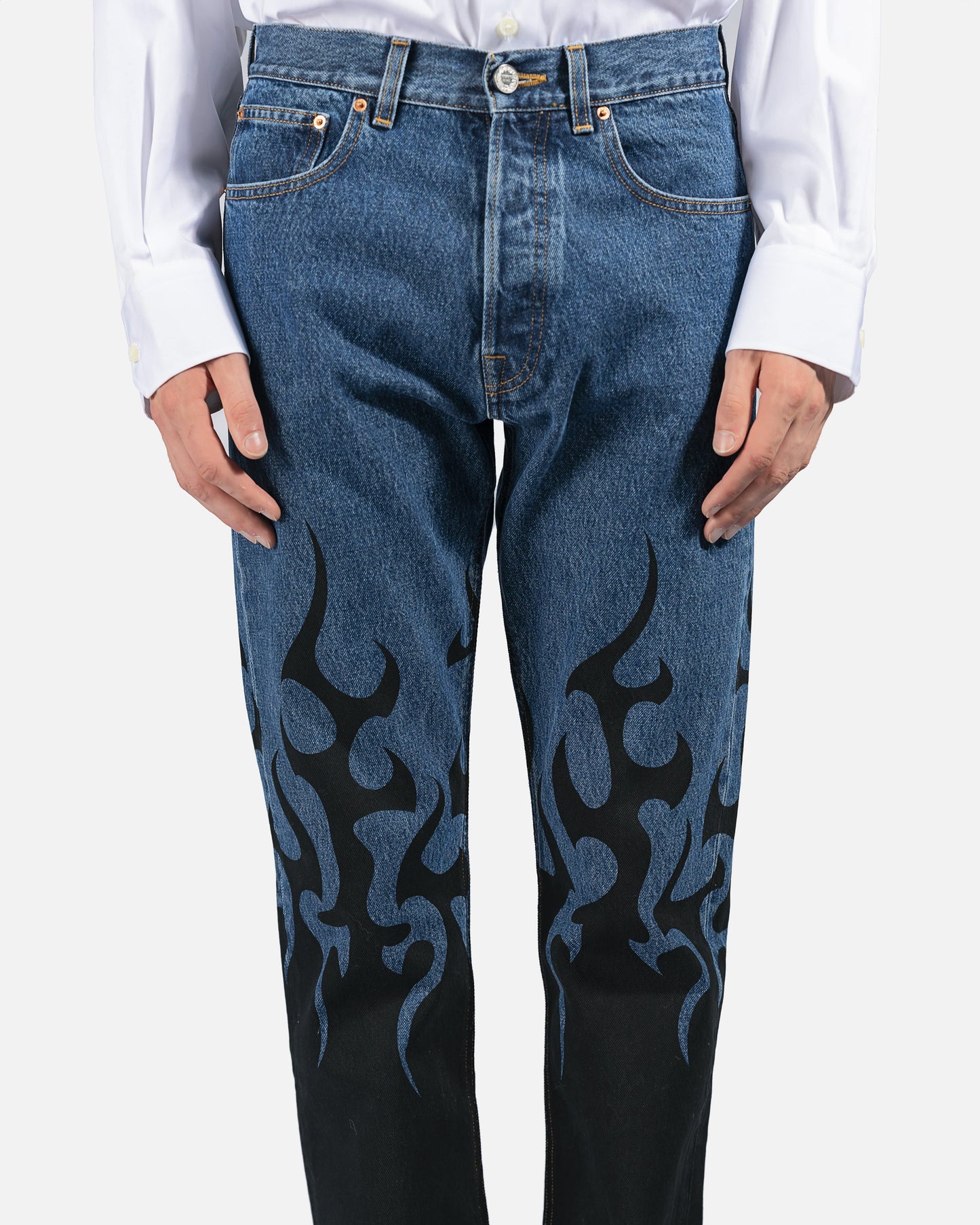 VETEMENTS Men's Jeans Fire Straight Leg Denim in Blue