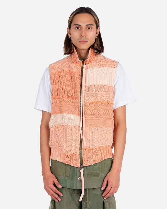 Greg Lauren Fisherman Zip Vest in Pink