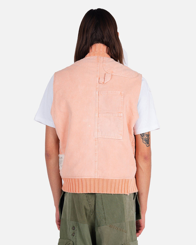 Greg Lauren Fisherman Zip Vest in Pink