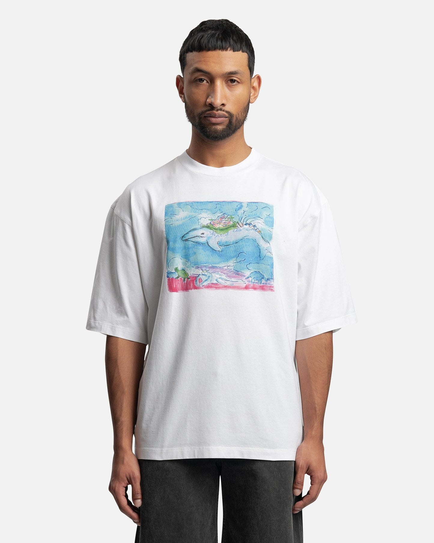Marni Men's T-Shirts Flami Organic Cotton T-Shirt in Lily White