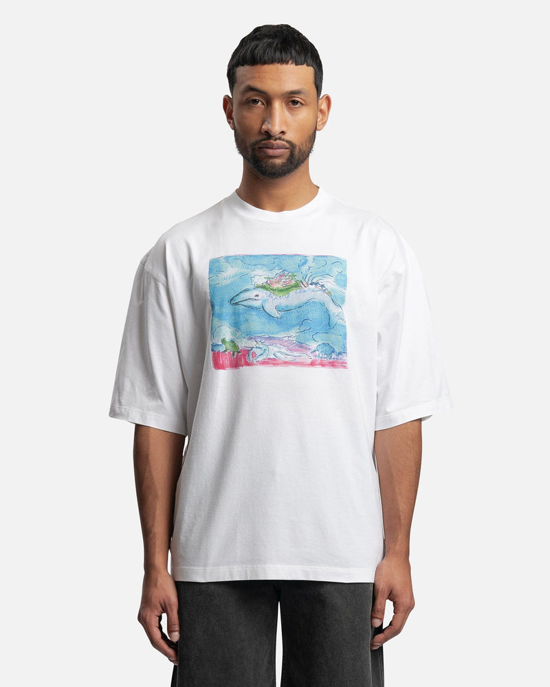 Marni Men's T-Shirts Flami Organic Cotton T-Shirt in Lily White