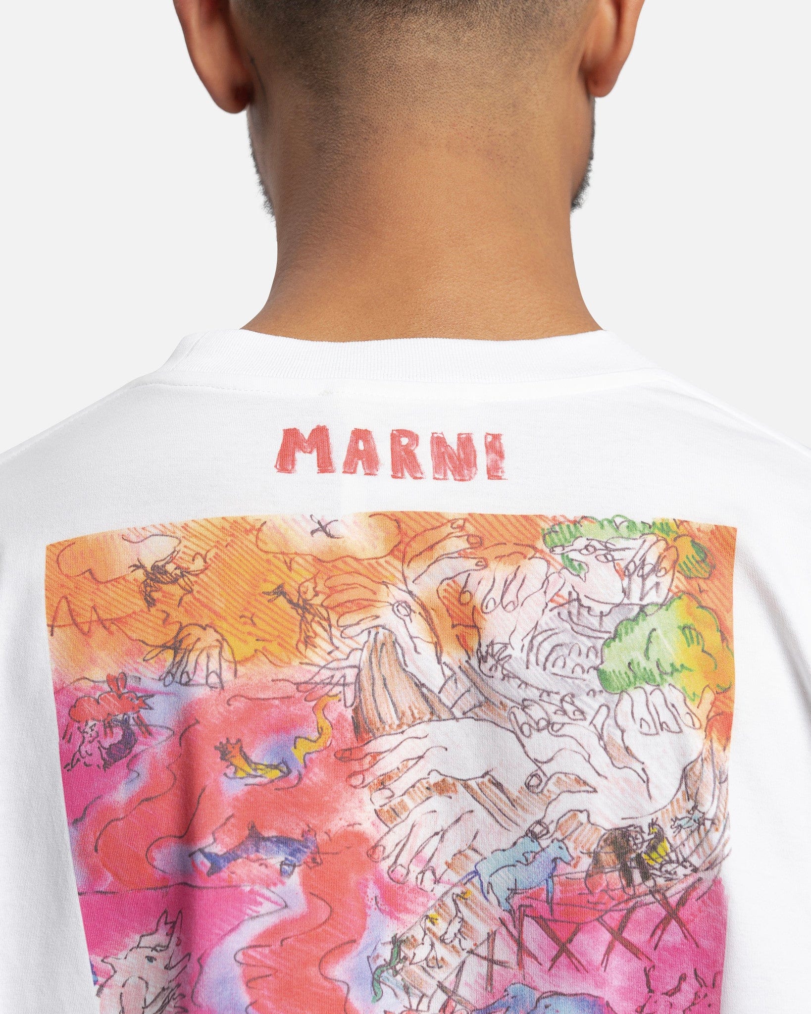 Marni Men's T-Shirts Flami Organic Cotton T-Shirt in Lily White