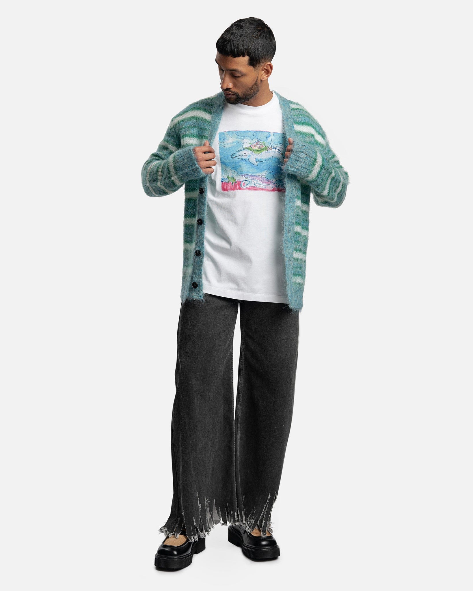 Marni Men's T-Shirts Flami Organic Cotton T-Shirt in Lily White