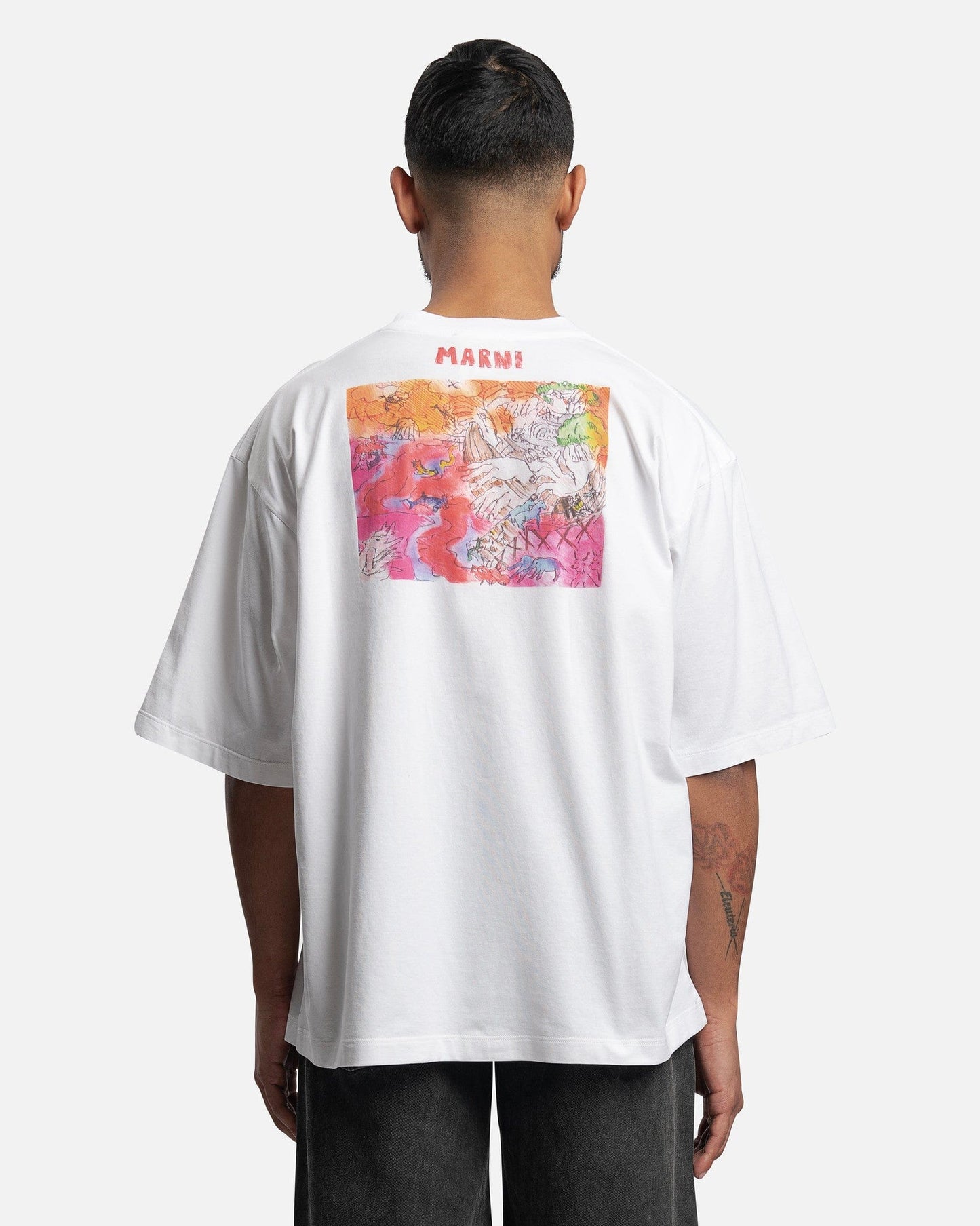 Marni Men's T-Shirts Flami Organic Cotton T-Shirt in Lily White