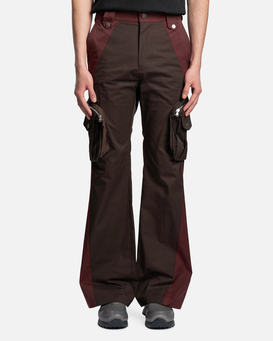 FFFPOSTALSERVICE Men's Pants Flare Cargo V 2.5 in Brown/Red