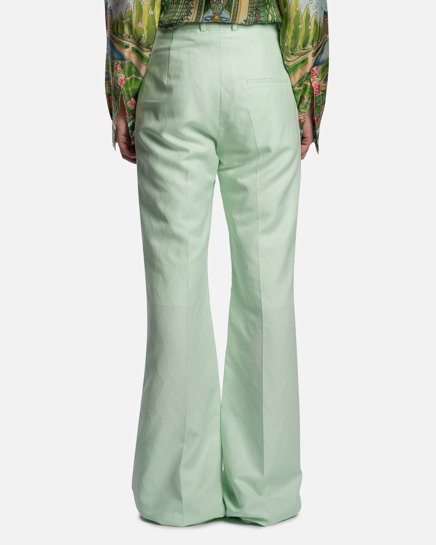 Casablanca Men's Pants Flared Trousers in Mint Memphis Pinstripe
