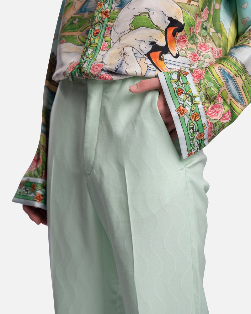 Casablanca Men's Pants Flared Trousers in Mint Memphis Pinstripe