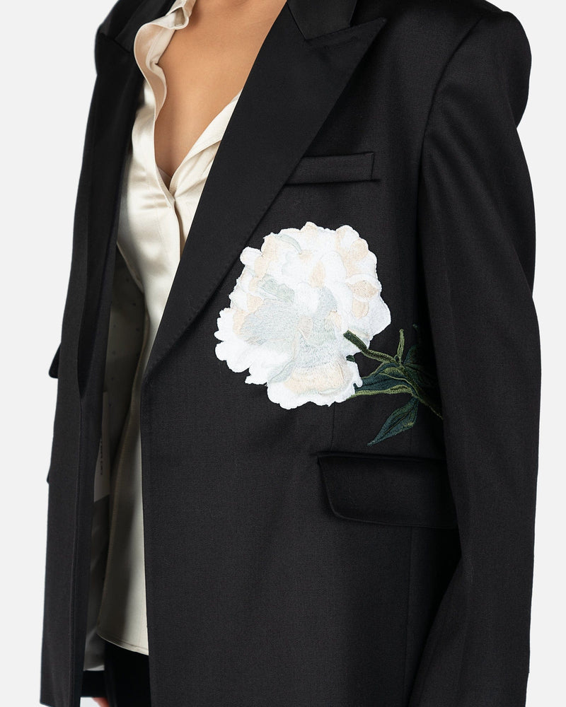 Peter Do Women Jackets Floral Tuxedo Oversized Blazer in Black/White