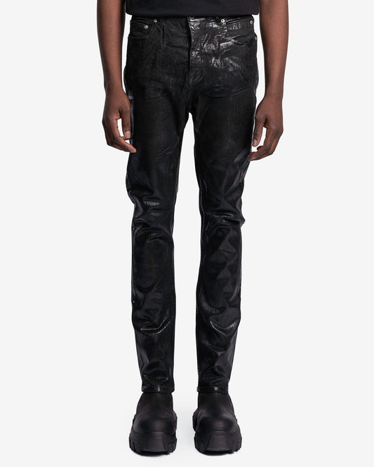 Rick Owens Men's Jeans Foil Detroit Cut Denim in Black