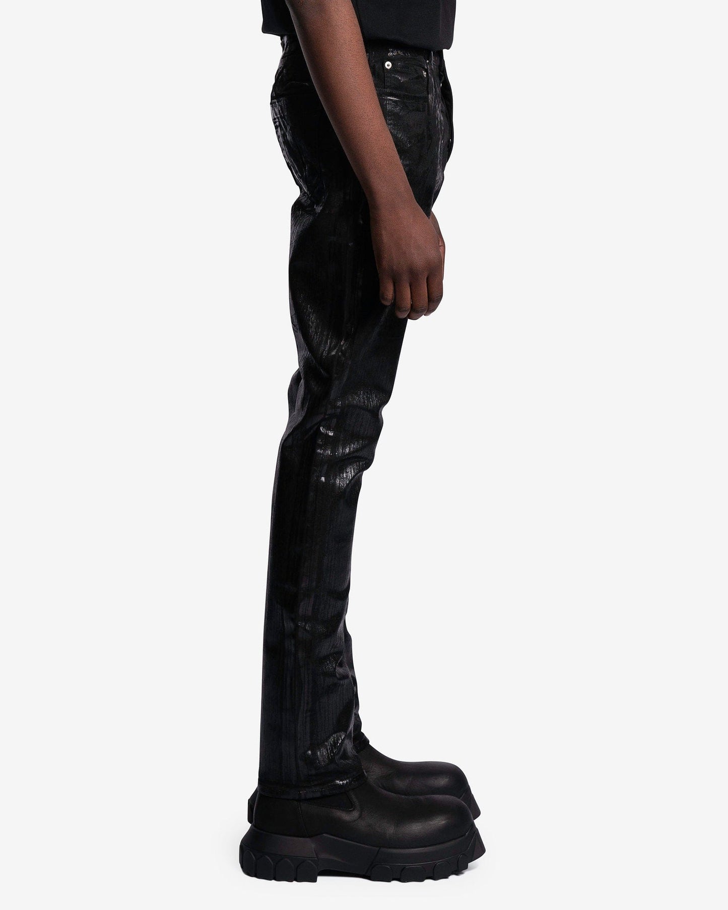 Rick Owens Men's Jeans Foil Detroit Cut Denim in Black