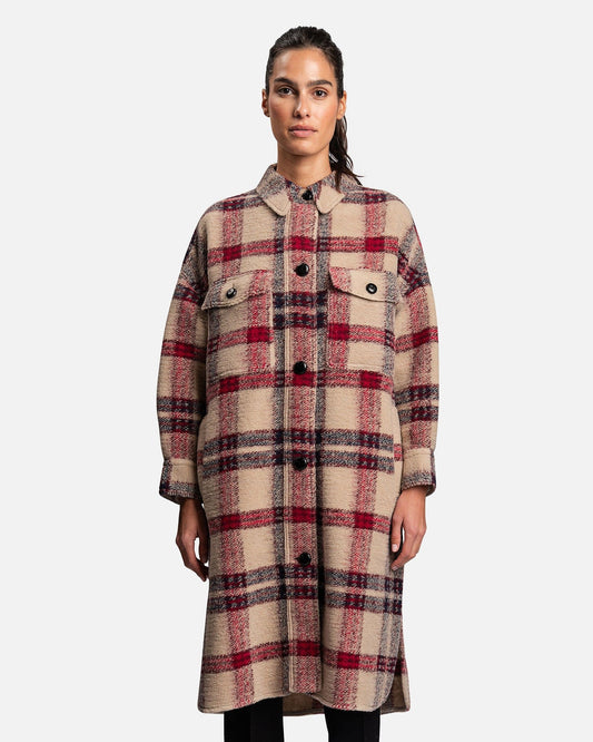 Isabel Marant Etoile Women Jackets Fontizi Checked Coat in Burgundy/Ecru