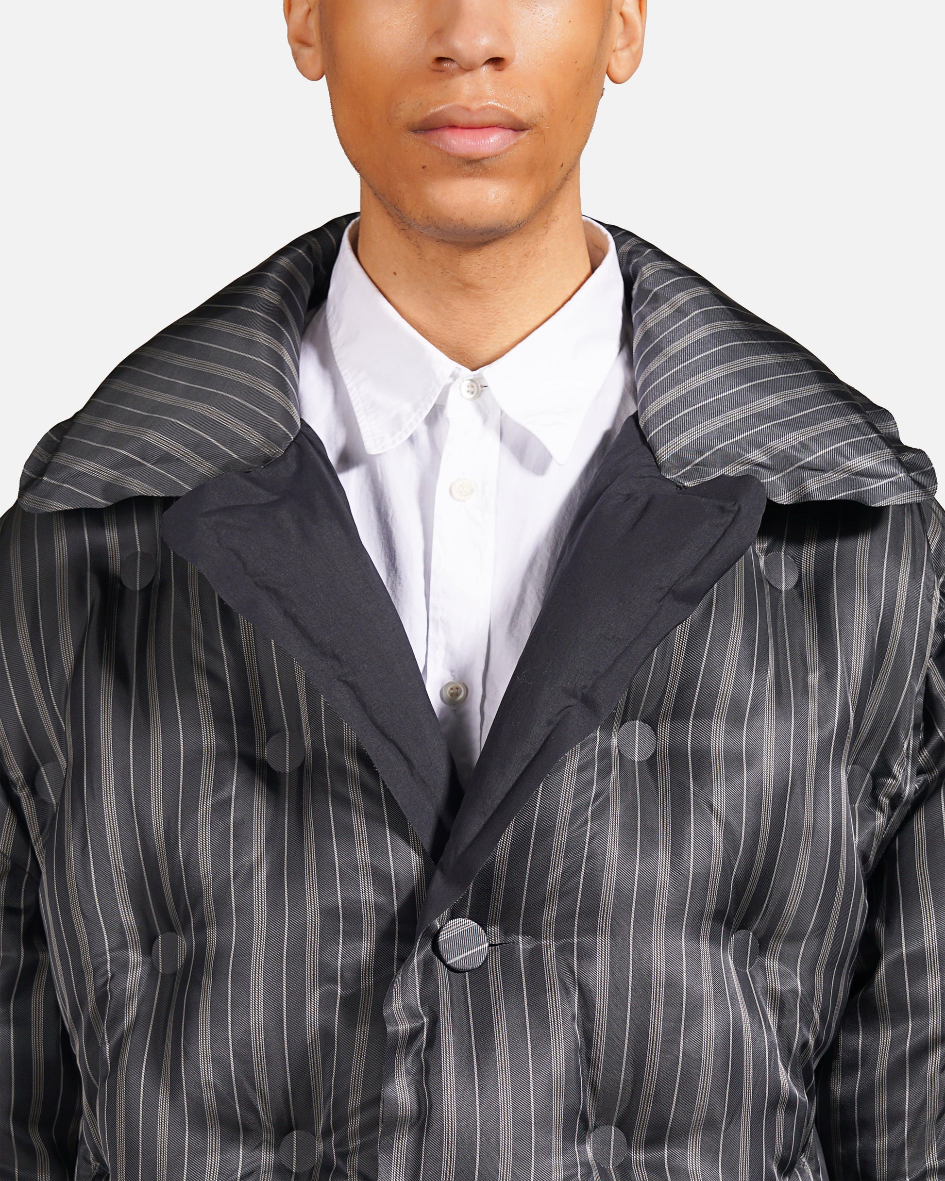 Maison Margiela Men's Jackets Four-Stitch Striped Puffer Jacket in Black