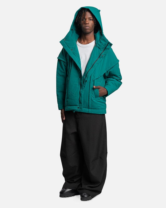 Homme Plissé Issey Miyake Men's Coat Frame Coat Blouson in Green