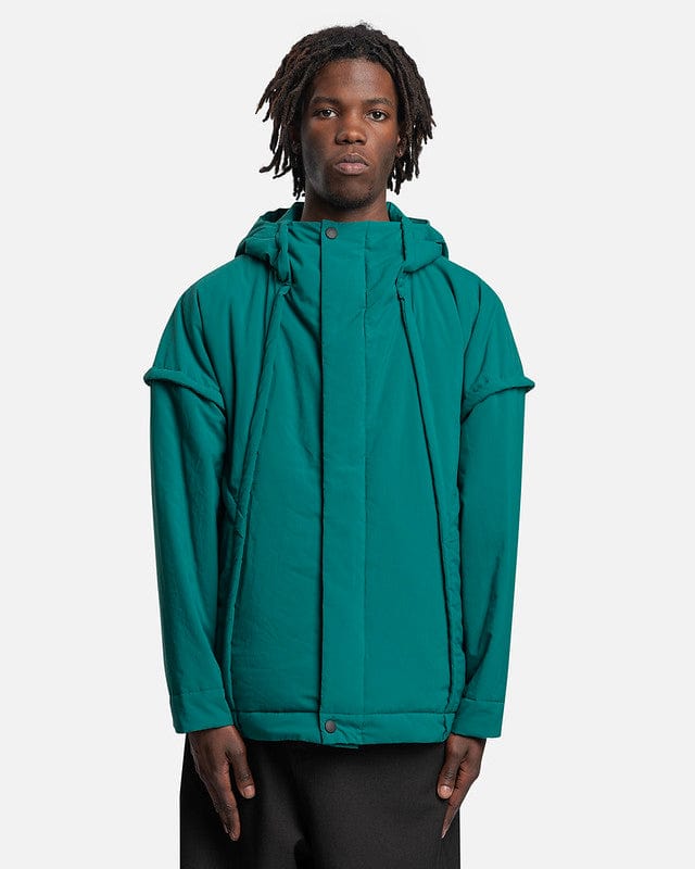 Homme Plissé Issey Miyake Men's Coat Frame Coat Blouson in Green