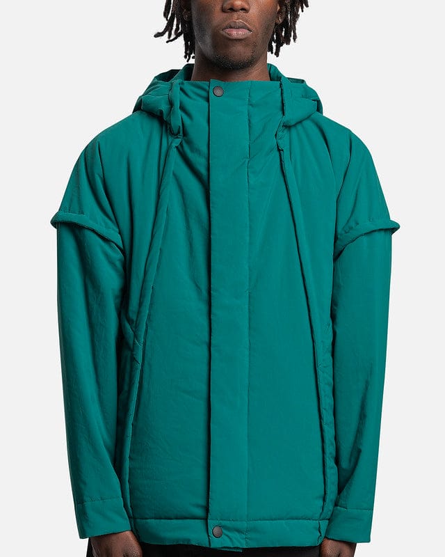 Homme Plissé Issey Miyake Men's Coat Frame Coat Blouson in Green