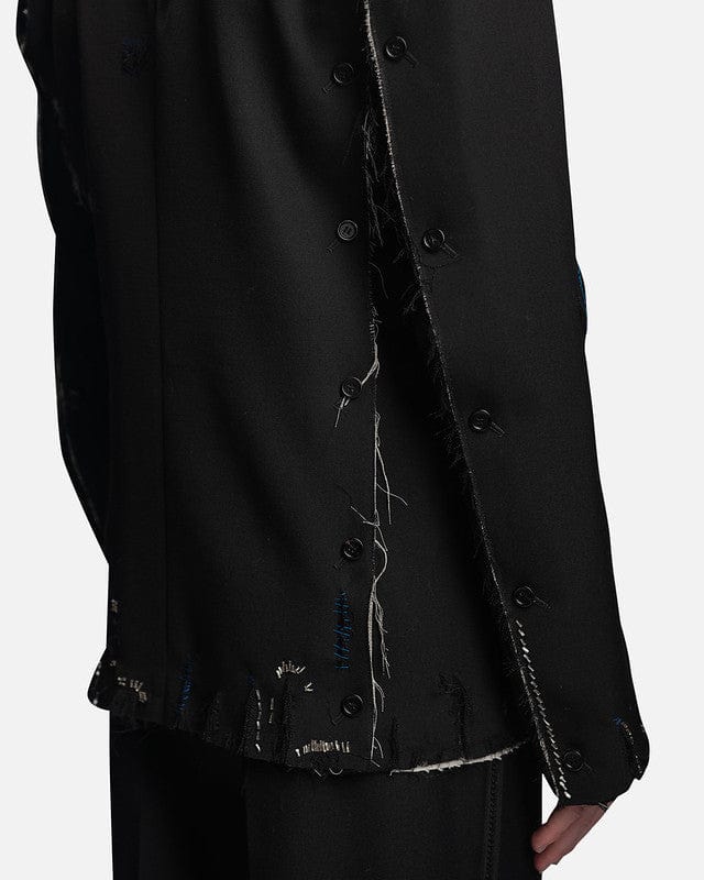 Marni Men's Jackets Frayed Wool Grain De Poudre in Black