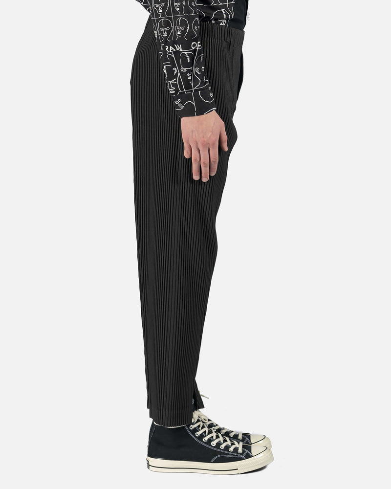 Homme Plissé Issey Miyake Men's Pants Front Slit Pleats Trousers in Charcoal