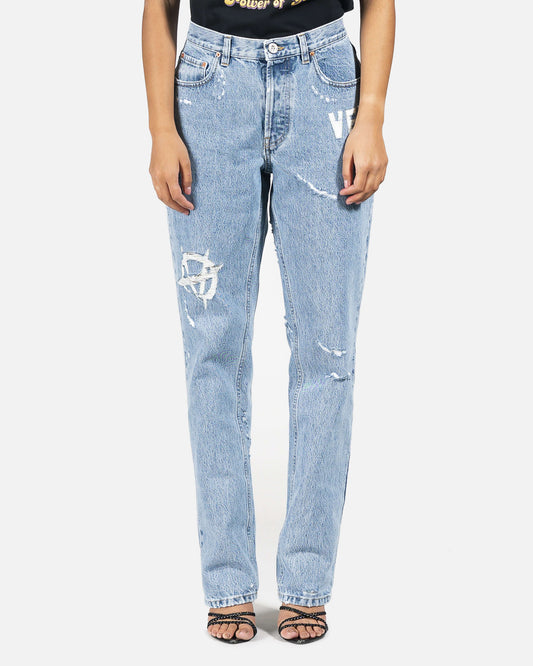 VETEMENTS Women Pants Fucked Up Jeans in 'Washed Blue'
