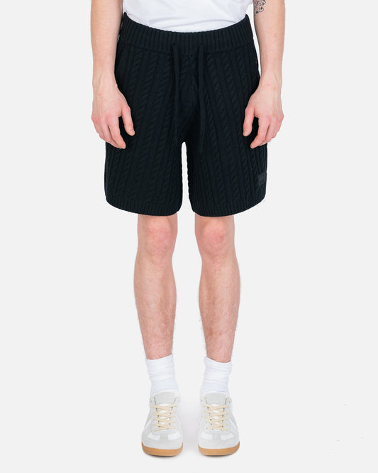 NAHMIAS Men's Shorts Full Cable Knit Basketball Shorts in Black