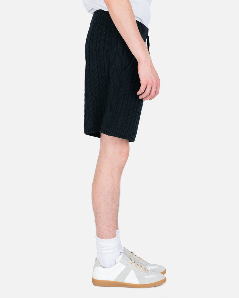 NAHMIAS Men's Shorts Full Cable Knit Basketball Shorts in Black