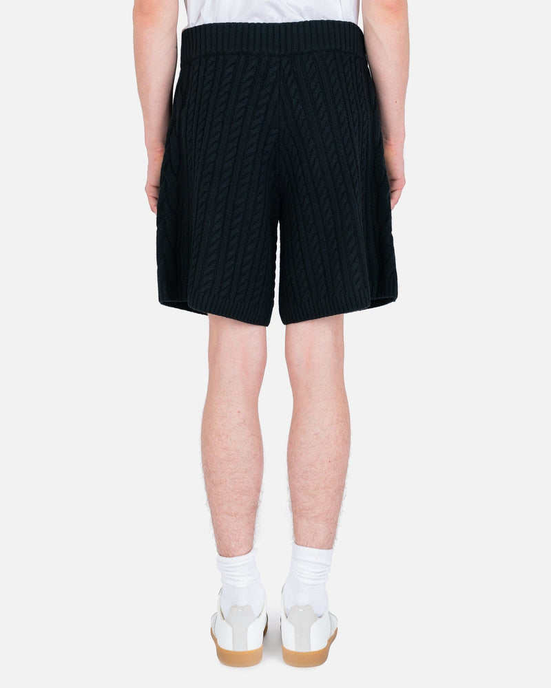 NAHMIAS Men's Shorts Full Cable Knit Basketball Shorts in Black