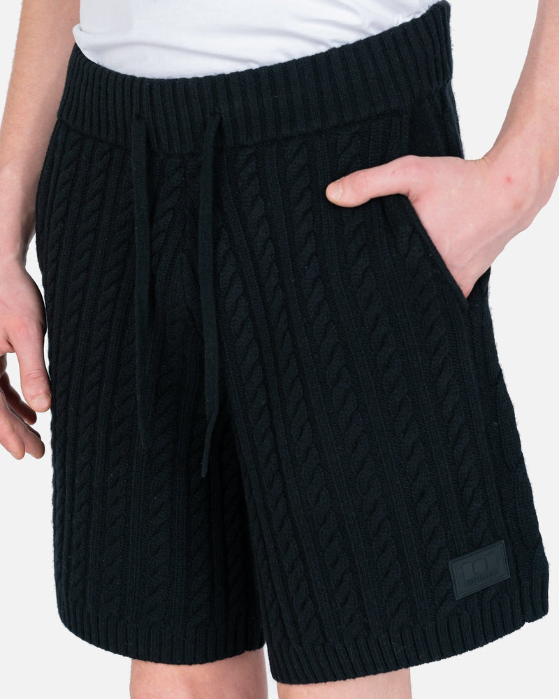 NAHMIAS Men's Shorts Full Cable Knit Basketball Shorts in Black