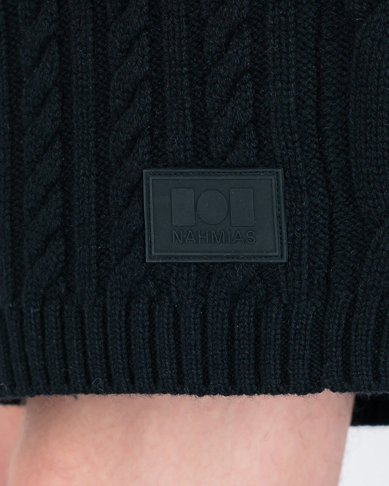 NAHMIAS Men's Shorts Full Cable Knit Basketball Shorts in Black