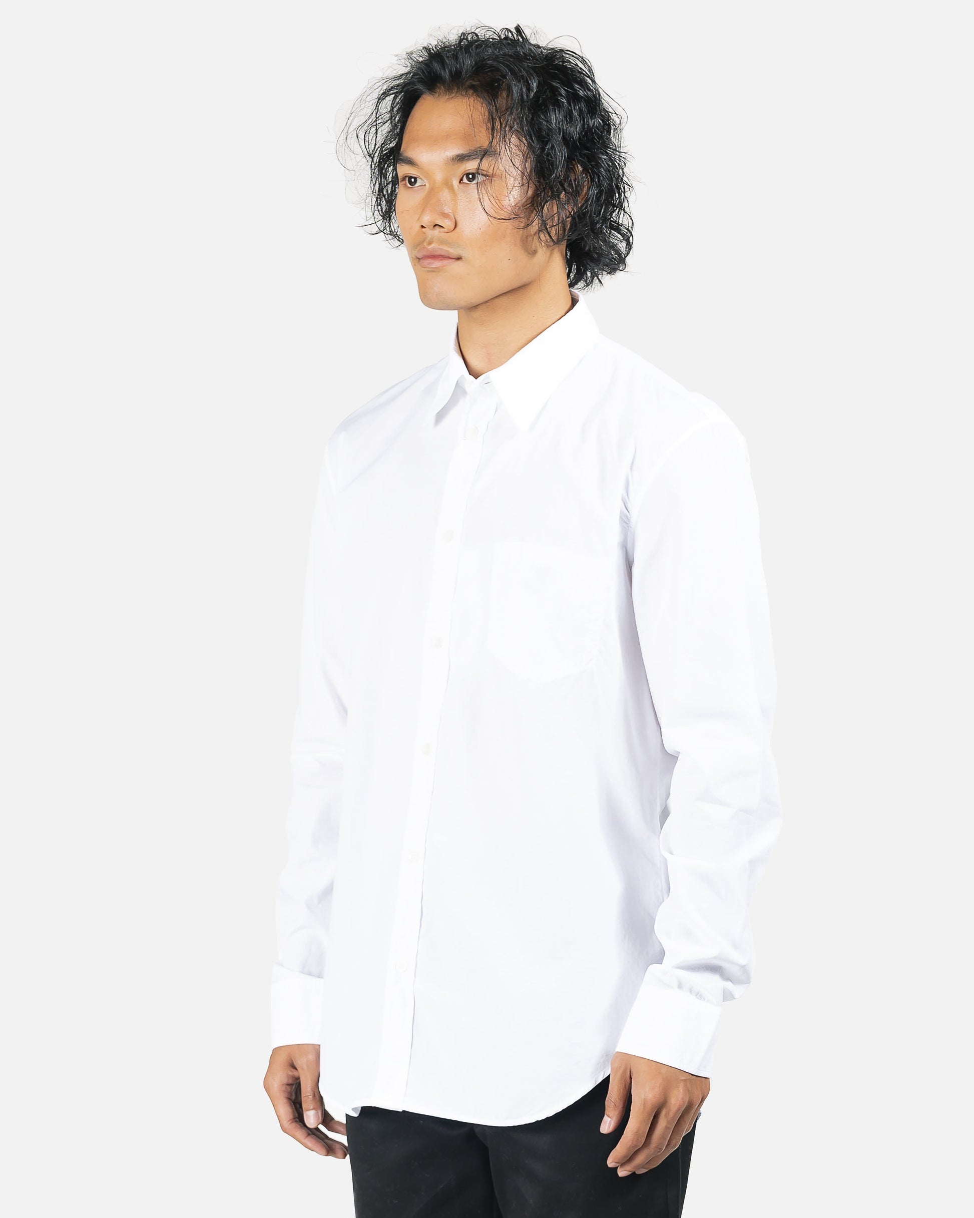 Maison Margiela Men's Shirts Garment-Dyed Slim Shirt in White