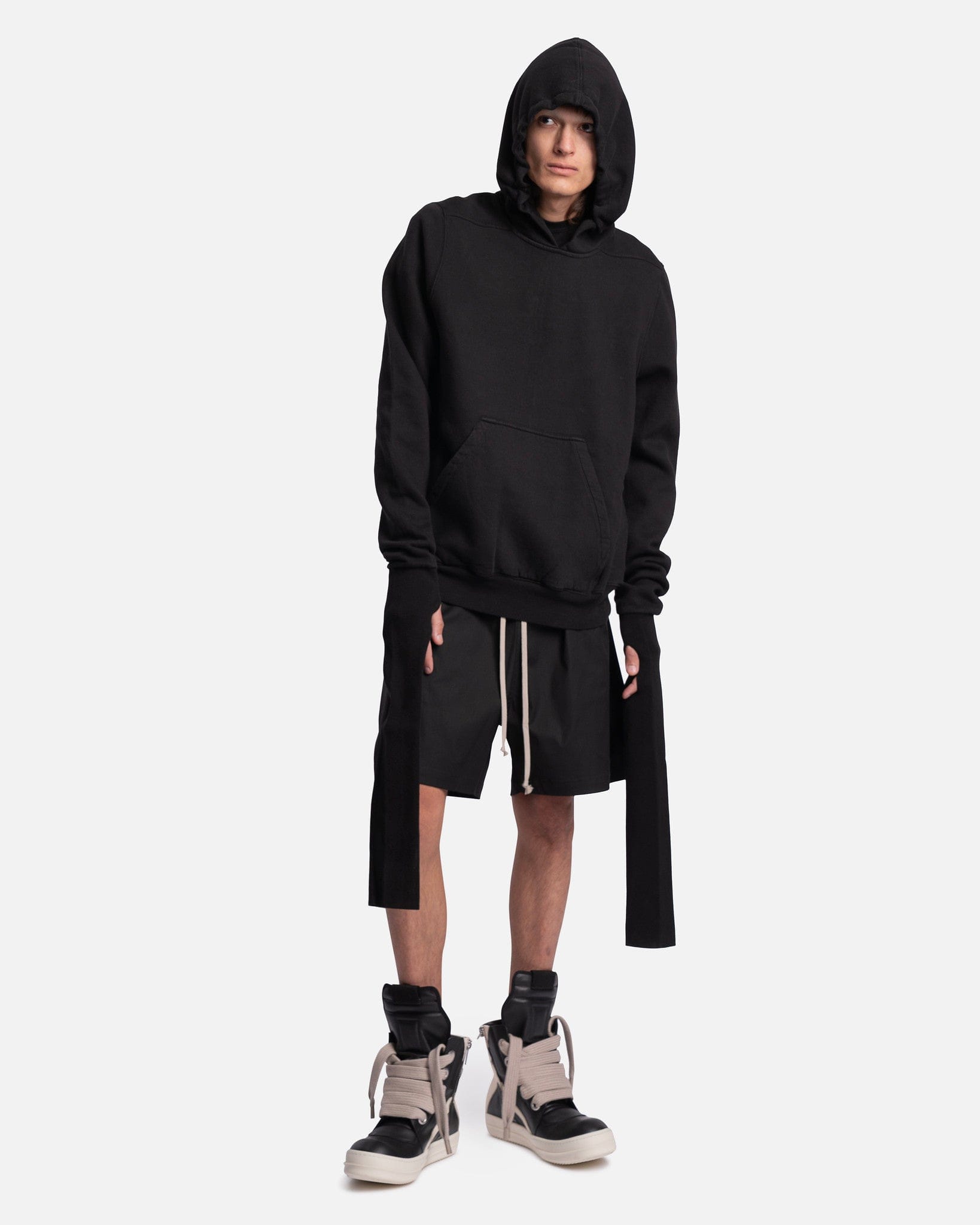Rick Owens DRKSHDW Men's Sweatshirts Gauntlet Granbury Hoodie in Black