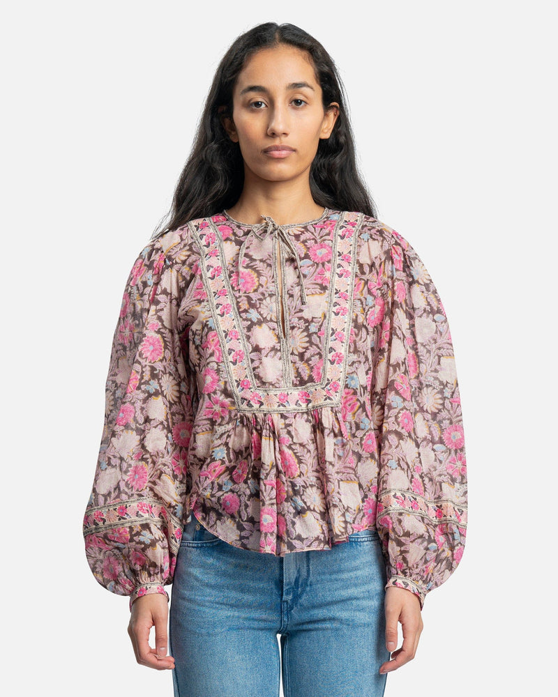 Isabel Marant Etoile Women Tops Gayle Floral Printed Top in Faded Black