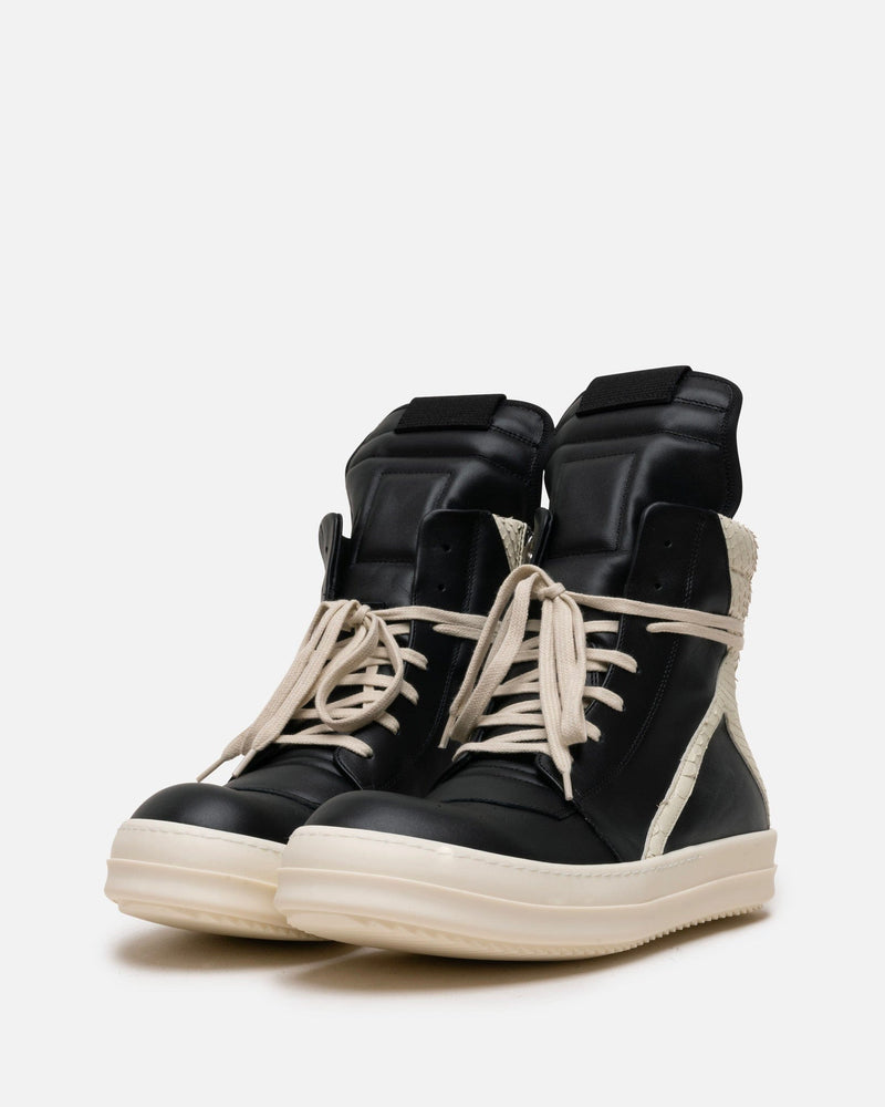 Rick Owens Men's Sneakers Geobasket in Black/Milk