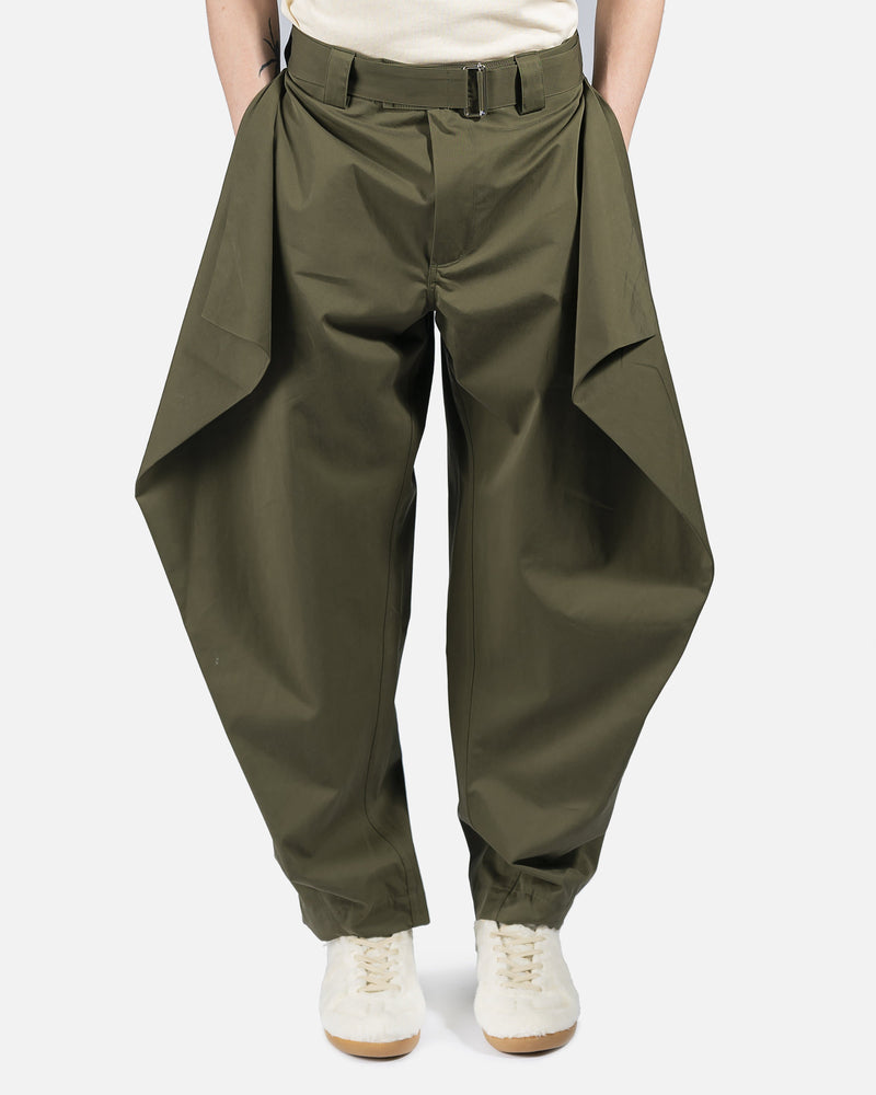 JW Anderson Men's Pants Geometric Draped Trousers in Khaki