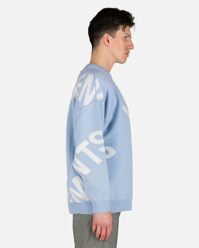 VETEMENTS Men's Sweatshirts Giant Logo Knitted Jumper in Baby Blue