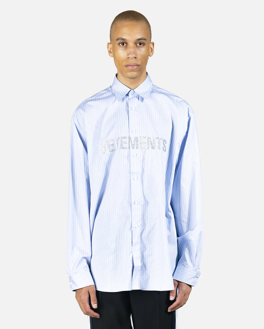 VETEMENTS Men's Shirts Glitter Logo Shirt in Blue