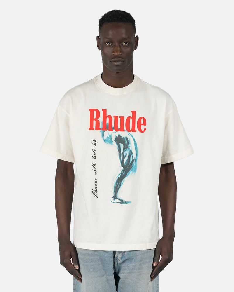 Rhude Men's T-Shirts God Help Me T-Shirt in Vintage White