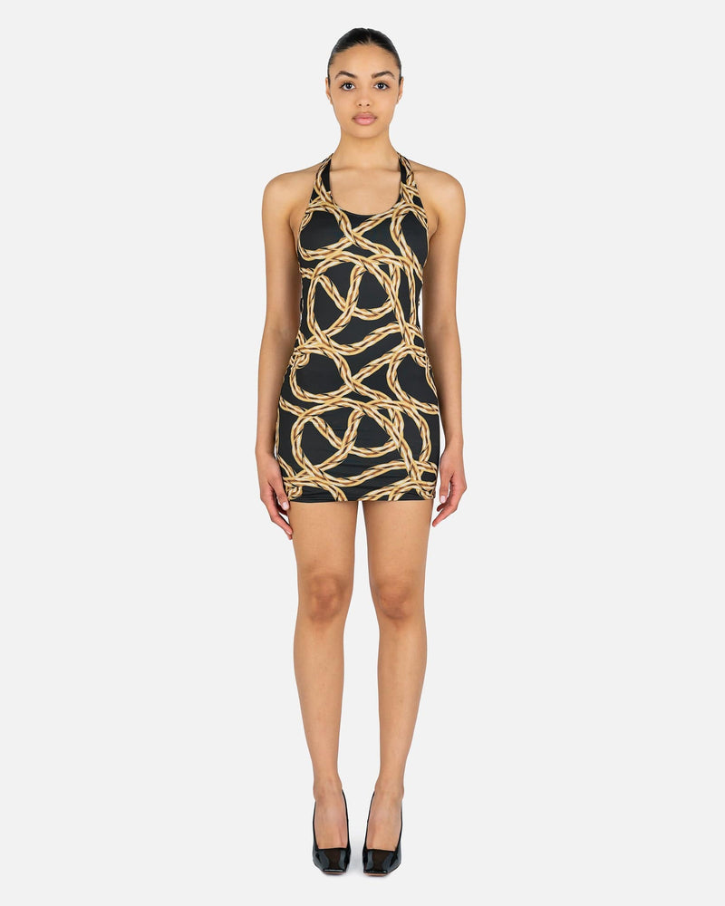 Gold Chain Open Back Mini Dress in Black/Gold SVRN Gold Chain Open Back Mini Dress in Black/Gold SVRN