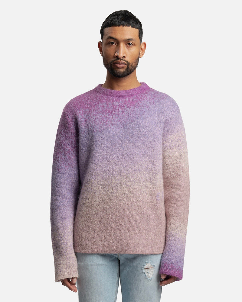 ERL Men's Sweater Gradient Crew Neck Sweater in Purple