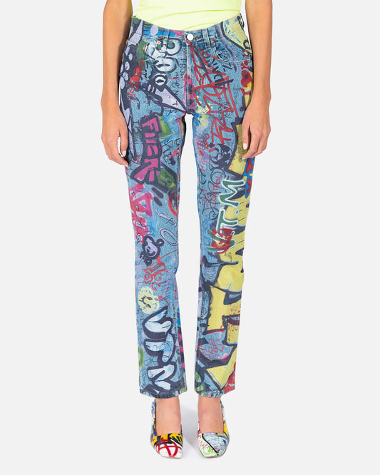 VETEMENTS Women Pants Graffiti Magic Fit Denim in Multi