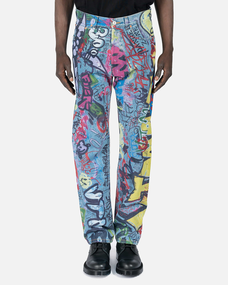 VETEMENTS Men's Jeans Graffiti Straight Leg Denim in Multi