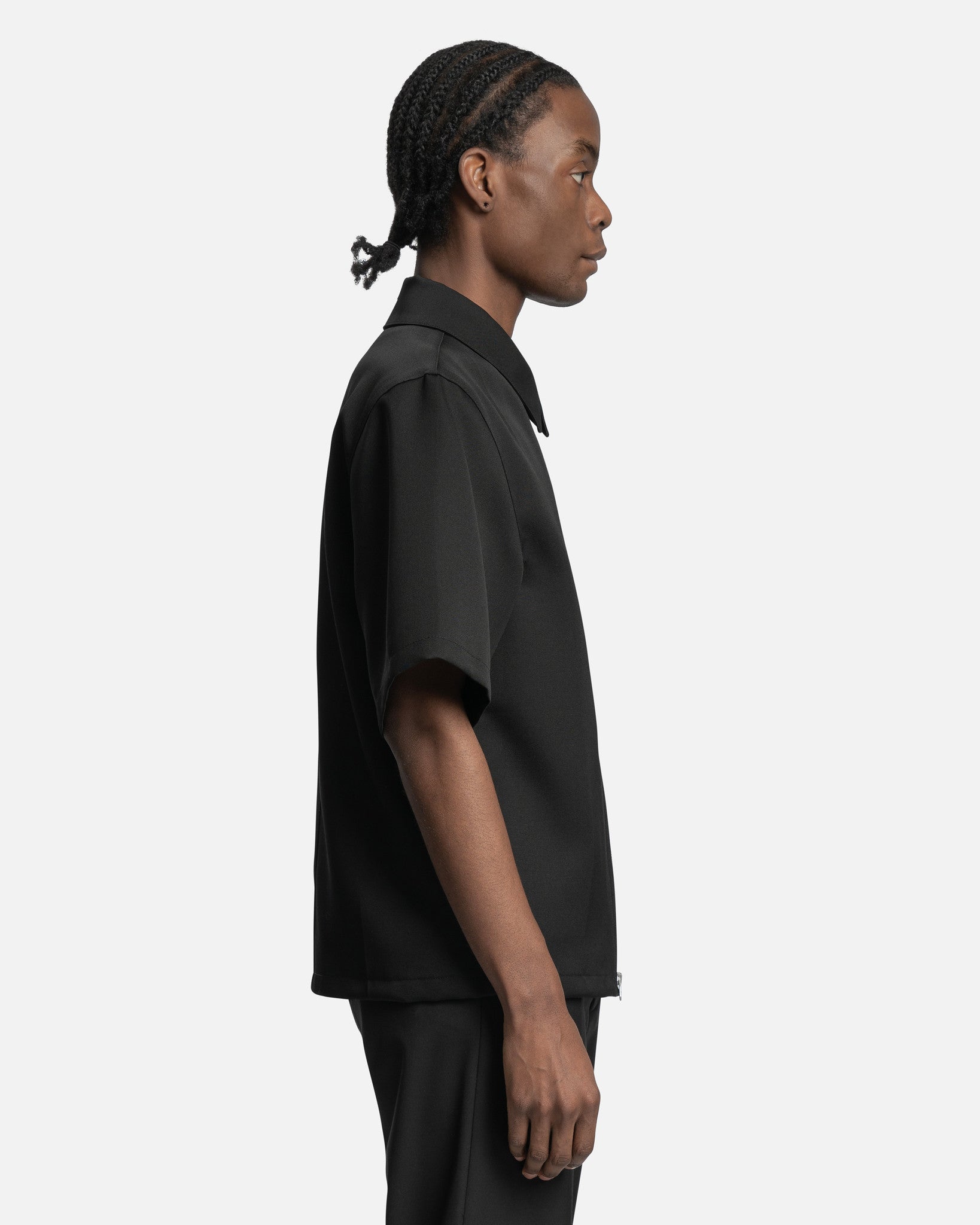 Jil Sander Men's Shirts Grain de Poudre Wool Outershirt in Black