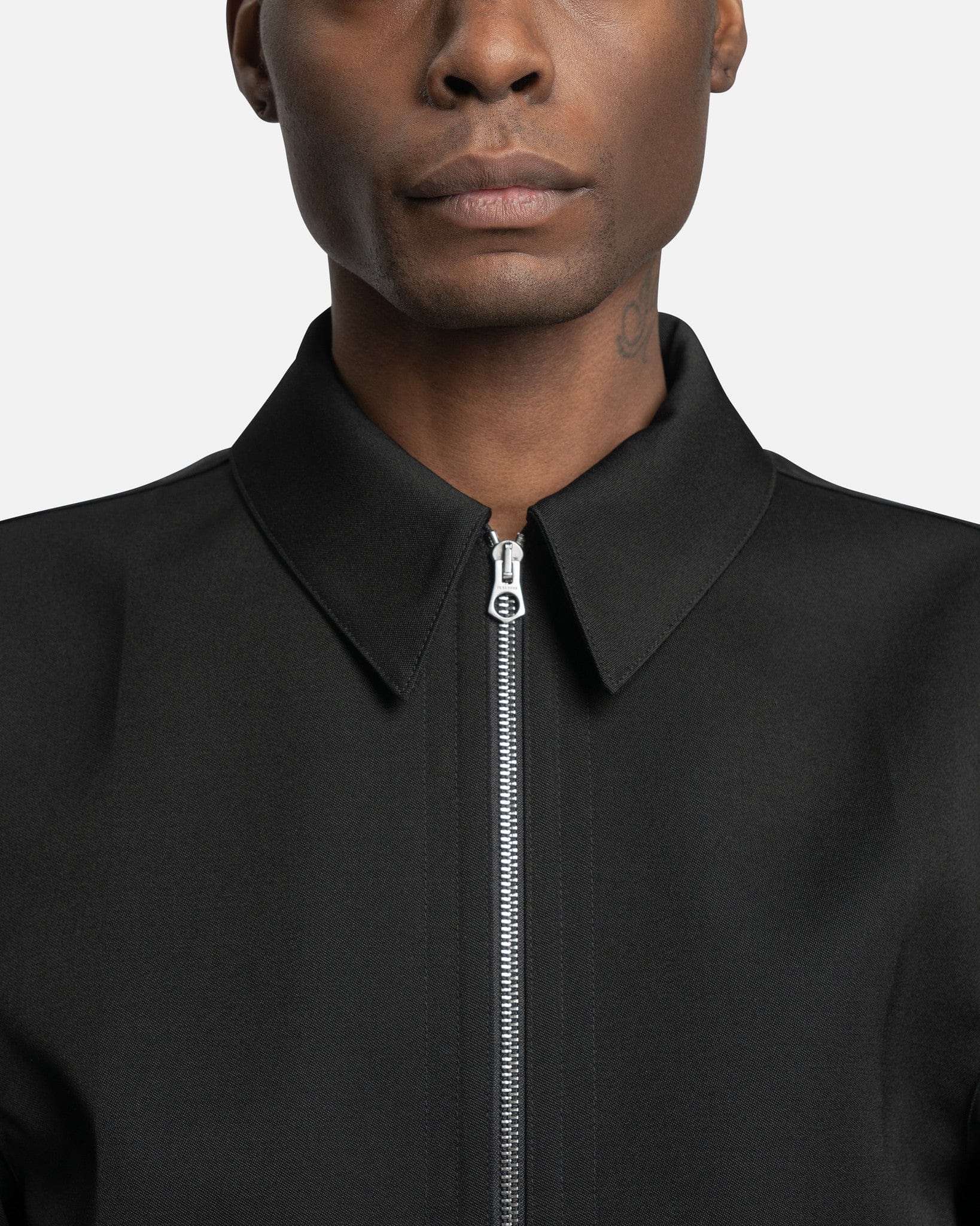 Jil Sander Men's Shirts Grain de Poudre Wool Outershirt in Black