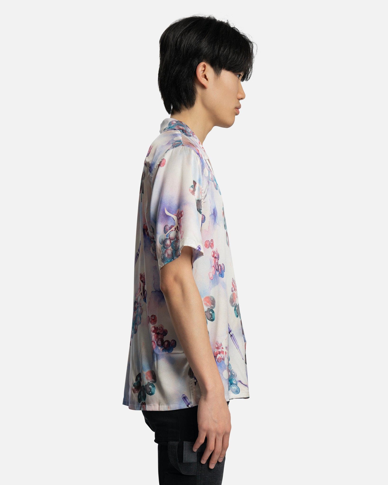 Nahmias Men's Shirts Grape Swishers Silk S/S Button Down in Grape Print