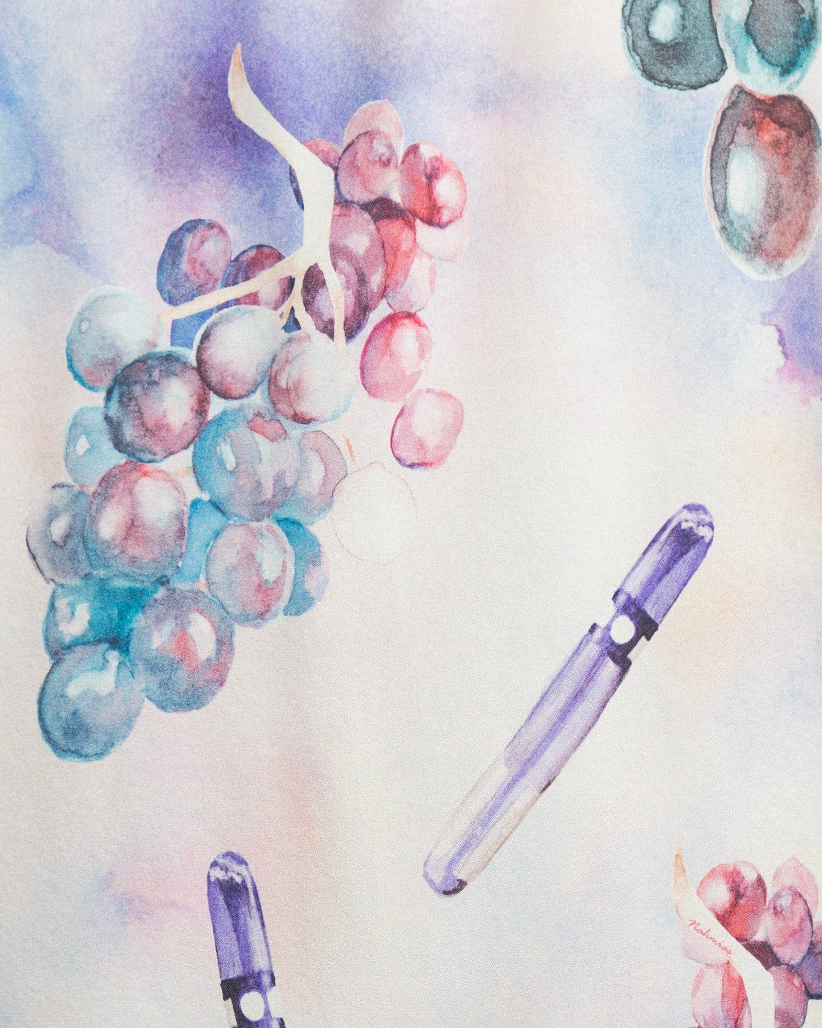 Nahmias Men's Shirts Grape Swishers Silk S/S Button Down in Grape Print