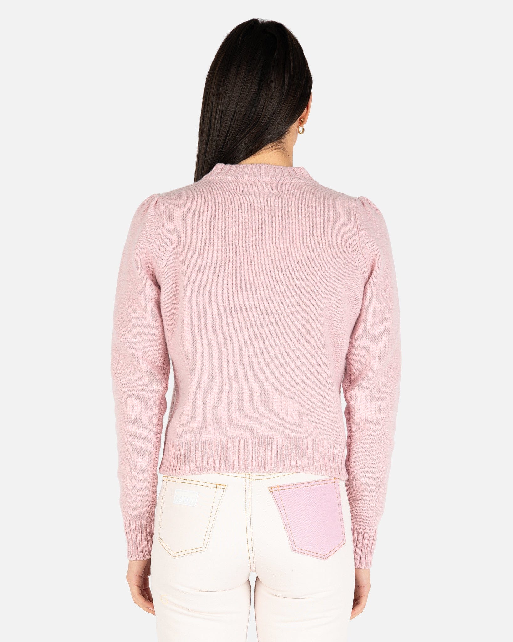 Ganni Women Sweaters Graphic Lambswool Sweater in Pink Lavender