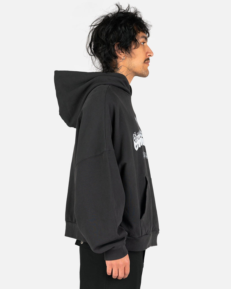 Willy Chavarria Men's Sweatshirts Greased Engine Buffalo Hoodie in Jet Black