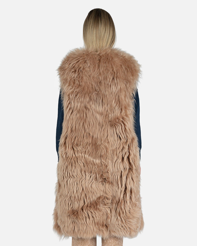 Marni Women Jackets 40 Hairy Shearling Gilet in Earth of Sienna
